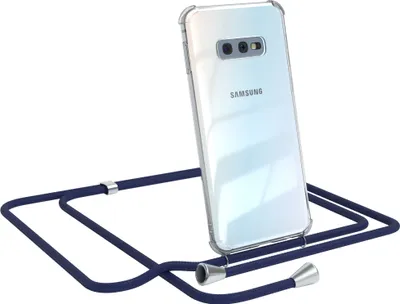 Produktbild von EAZY CASE Handykette kompatibel mit Samsung Galaxy S10e, Handyhülle mit Umhängeband, Handykordel, Schutzhülle Clear, Band in Blau
