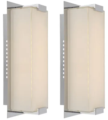 Produktbild von 2er Set LED Wandlampe, Chrom Glas satiniert, H 28 cm