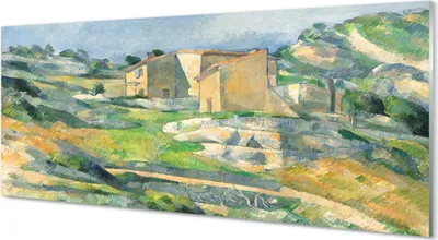 Produktbild von Glasbilder 125x50 Wandkunst Kunst gemalt Haus auf dem Hügel