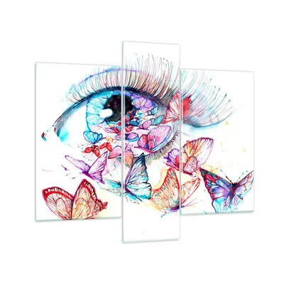 Produktbild von Bilder auf glas - Auge Butterflys Fantasie Fantasie - 95x80cm - Glasbilder - Wandbilder - Kunstdruck - zum Aufhängen bereit - Wanddekoration aus Glas - Glas Bilder - Wandbild auf Glas - GCB95x80-3096