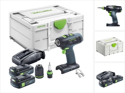 Produktbild von Festool T 18+3 Basic Akku Bohrschrauber 18 V 50 Nm Brushless + 2x Akku 3,0 Ah + Ladegerät + Systainer