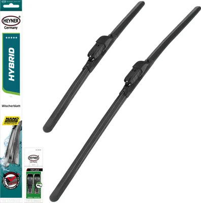 Produktbild von HEYNER® Scheibenwischer-Set 600 mm / 480 mm Hybrid mit TL-Adapter vorne Für Fahrer- und Beifahrerseite, Graphitbeschichtete Gummilippen, Hakenaufnahme Hook One, Paarweise geliefert, Flaches Profil