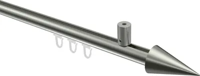 Produktbild von Interdeco Innenlaufstange / Gardinenstange mit Innenlauf Edelstahl-Optik, Typ Sonius Savio (Kegel) Deckenmontage, 20 mm Ø 1-läufig, 100 cm