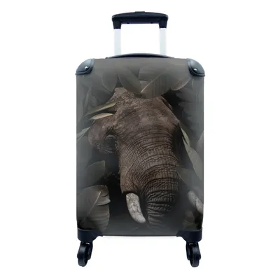 Produktbild von MuchoWow® Koffer Handgepäck Trolley Rollkoffer Kleine Reisekoffer mit 4 Rollen - Elefant - Dschungel - Pflanzen - Cabin Size < 55x40x23 cm & 55x40x20 cm - Fotokoffer - Kabinenkoffer - Boardgepäck - Reise-Box - Reisekoffer - Reisegepäck - Koffer mit Bild - Trolley für Kinder