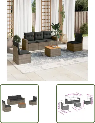 Produktbild von The Living Store 6-tlg. Garten-Sofagarnitur mit Kissen Grau Poly Rattan