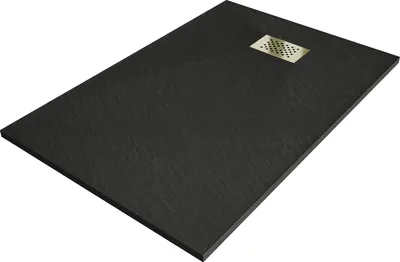 Zdjęcie produktu dla Mexen Hugo brodzik prostokątny SMC 80 x 70 cm, czarny, maskownica złota - 42707080-G