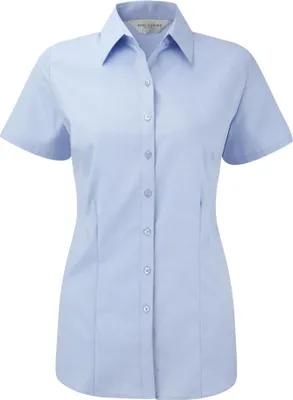 Image de Blouse / chemise pour femme Russell à motif chevrons discret, manches courtes FK765 (4XL) (bleu clair)