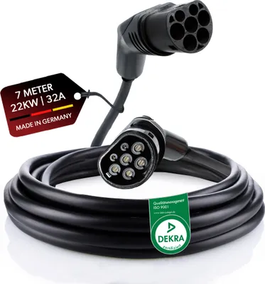 Produktbild von siwitec Typ 2 EV Ladekabel E-Autos 22 kW, Ladekabel Elektroauto, 3-phasig, 32A, Länge: 7 m