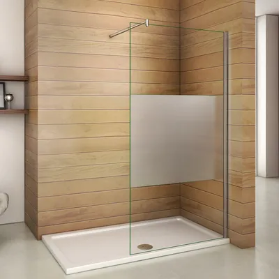 Produktbild von Walk in Duschkabine 70x200cm mit Befestigungsstange die Klemme 70-120cm Milchglasstreifen Duschabtrennung 10mm Nano ESG-Glas