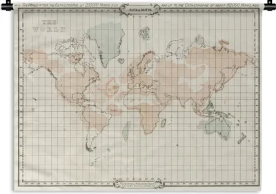 Produktbild von MuchoWow® Wandteppich Wandbehang Weltkarte - Vintage - Minimalismus 90x67.5 cm Tapisserie Dekoration Wandtuch - Fototeppich - Wand-Skulpturen