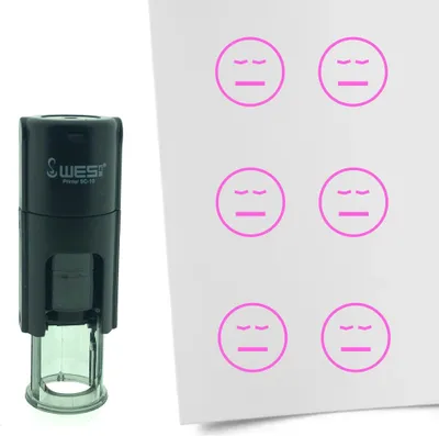 Immagine prodotto di Timbro CombiCraft Smiley Tired rotondo 10 mm - Inchiostro rosa