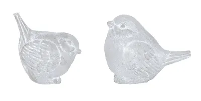 Produktbild von 2er Set Dekofigur Vogel Beton Grau Weiß Gartenfigur Gartendeko Tischdeko Aufsteller Garten Dekoration Skulptur
