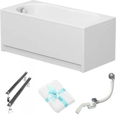 Produktbild von Cersanit | Badewanne - Rechteckbadewanne Nike - 160x70 Cm - Mit Weißer Verkleidung - Ergonomisches Design - Siphon Und Füße