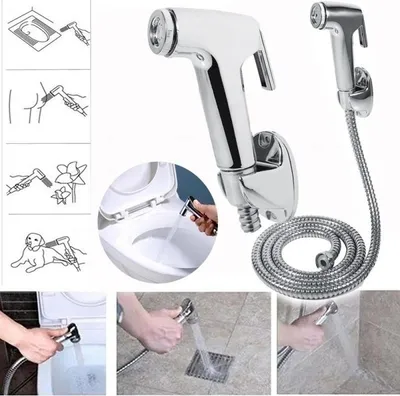 Obrázok produktu pre Nerezová oceľ Ručné kúpeľňové WC Bidet Shattaf Sprchový sprej s T-adaptérom Hadicová súprava