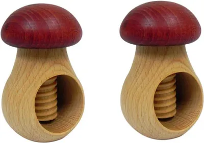 Produktbild von Notenknacker Set aus Buchenholz, 2 Stück, Pilzform, 40 mm, für die Küche