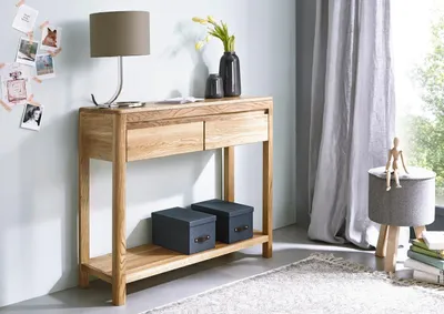 Produktbild von Konsolentisch Wildeiche Massiv Geölt 90 x 33 x 78
