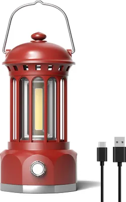 Obrázek produktu pro Dobíjecí, bezdrátová kempingová lampa, plynule stmívatelná, retro světlo do stanu pro venkovní použití, domácí atmosféra, lucerna, přenosné světlo s rukojetí