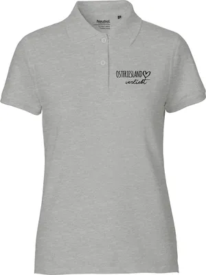 Produktbild von Huuraa Damen Polo Shirt Ostfriesland verliebt XS Sport Grey Bio Baumwolle Fairtrade Poloshirt Geschenkidee