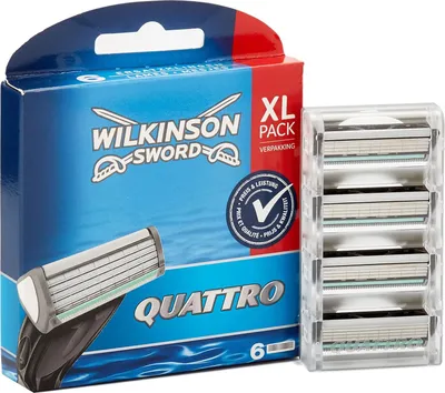 Produktbild von Wilkinson Sword Quattro Rasierklingen für Herren Rasierer Pg.= 6 Stück