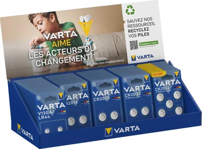Produktbild von Möbeltheke mit 100 passenden Blisterpackungen Elektronikbatterien - Varta