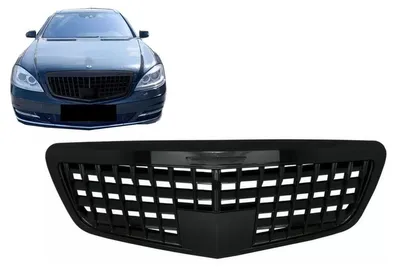 Productafbeelding van Radiateurgrille voor Mercedes S-klasse W221 facelift 06-13, Vertical Look, glanzend zwart.