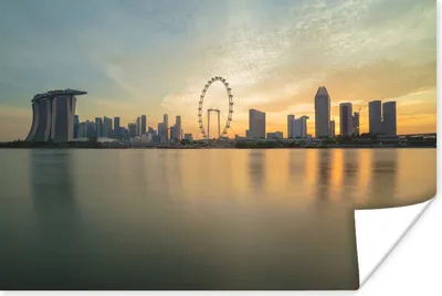 Produktbild von MuchoWow® Poster Skyline von Singapur 90x60 cm - Schlafzimmer