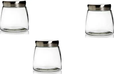 Produktbild von Vorratsgläser 3x 0,85 Liter Glas Schraubglas Lebensmittelglas Edelstahldeckel mit Schraubverschluss