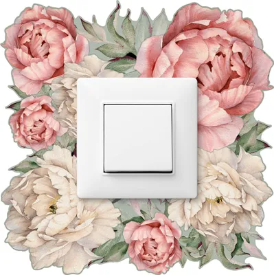 Produktbild von Muralo Lichtschalter-Aufkleber BLUMEN Pfingstrosen 20x20cm Wandtattoo für Kinderzimmer