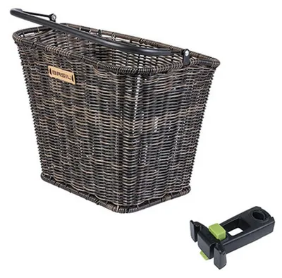 Produktbild von BASIL Bremen Vorderradkorb Alu Rattan Look braun