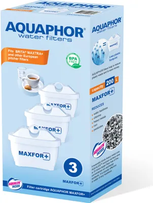 Produktbild von AQUAPHOR Filterkartusche MAXFOR+ Pack 3 - gegen Kalk, Chlor & weitere Stoffe im Leitungswasser, passend für AQUAPHOR Onyx, Amethyst, Jasper, Time & alle BRITA® MAXTRA+ und MAXTRA Modelle
