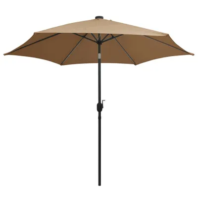 Produktbild von vidaXL Sonnenschirm mit LED-Beleuchtung und Alu-Mast 300 cm Taupe