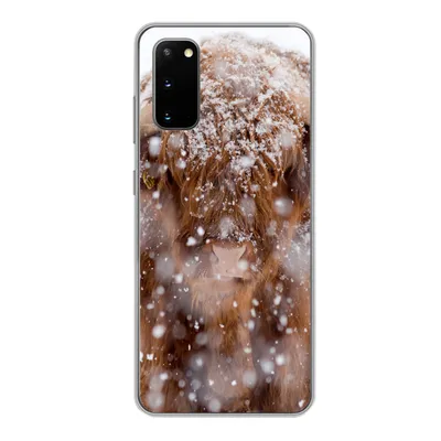 Produktbild von MuchoWow® Handyhülle Schutzhülle Hülle für Samsung Galaxy S20 Schottischer Highlander - Hörner - Schnee Silikon Softcase Handy Hülle - Bild