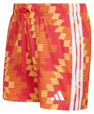 Imagen del producto de Traje de baño deportivo para hombre, estilo fútbol, con diseño gráfico, de 5 pulgadas, en color naranja hielo/blanco