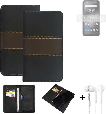 Produktbild von K-S-Trade Handyhülle + Kopfhörer kompatibel mit Gigaset GX6 Schutzhülle Walletcase Bookstyle Tasche Schutz Case Hülle Wallet Cover Kunstleder