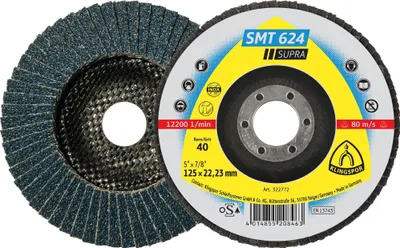 Produktbild von 10 x Klingspor SMT 624 Schleifmopteller, 125 x 22,23 mm Korn 120 gewölbt