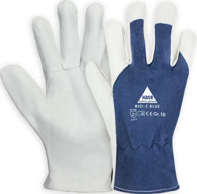 Produktbild von Hase Montagehandschuhe Rio-Z Blue Größe 12, Ziegennappaleder 10 Stk