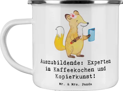 Produktbild von Mr. & Mrs. Panda Tasse Emaille Auszubildende Kaffeekünstler - Weiß - Geschenk, Berufsalltag, Berufsausbildung, Teetasse, Beruf, Pott, Azubi, Becher, Berufstraining