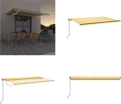 Produktbild von vidaXL Automatische Markise mit LED & Windsensor 500x350 cm Gelb/Weiß - Markise - Markisen - Sonnendach - Sonnendächer