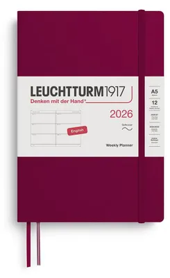Produktbild von LEUCHTTURM1917 372738 Wochenkalender Medium (A5) 2026, Softcover, Port Red, Engl