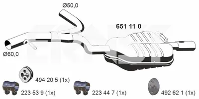 Immagine prodotto di ERNST 651110 Silenziatore terminale per VOLVO V70 III (135) Impianto di scarico