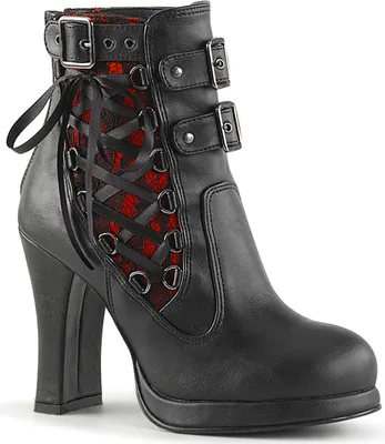 Produktbild von CRYPTO-51 Damen Booties von DemoniaCult, Schwarz-Rot EU 40, US 10