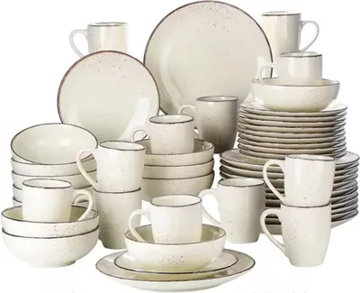 Produktbild von Luxora Serviesset – Tafelservice – 48-teilig – 12 Personen – Creme Keramik – Frühstücksteller – Hochwertige Qualität