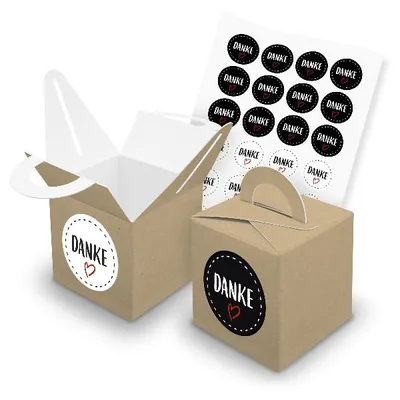 Produktbild von itenga SET 24x Würfelboxen mit Griff Braun (V43) + Motivsticker (M22)