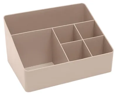 Produktbild von Makeup Pinselhalter mit 6 Fächern, Kosmetik Organizer aus Kunststoff, Desktop Aufbewahrungsbox für Bad, Schminke, Schmuck, Schrein, 22,3x16x12,5cm