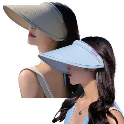 Produktbild von 2er-Pack Sonnenblendenhüte mit breiter Krempe, verstellbare Schirmmützen mit großer Krempe, Sommer-Strandkappen für Damen