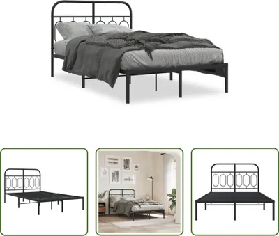 Produktbild von The Living Store Bettgestell mit Kopfteil Metall Schwarz 120x190 cm