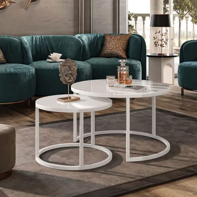 Produktbild von Runder Tisch 2in1 CIRI GLASS mit schwarzem und weißem Gestell