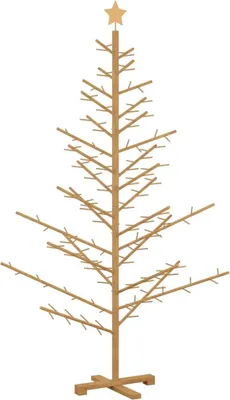 Image de vidaXL Arbre de Noël en bois avec support Marron 180 cm Pin massif