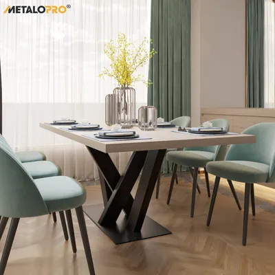 Produktbild von MetaloPro Zentrale Spider Tischgestell, Stabile Metall Tischbeine für Esstisch, Moderne Schwerlast Stahlkonstruktion, Elegante Schwarze Tischkufen mit Bodenschonern, Perfekt für Wohnzimmer oder Büro