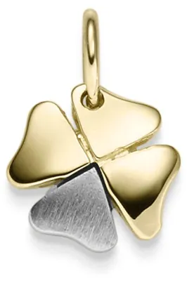 Produktbild von Anhänger Glückszeichen Kleeblatt 585 Gold Gelbgold & Weißgold matt-glänzend